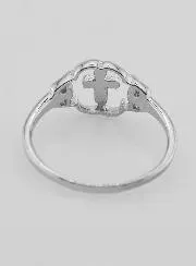 Ring Kruis en Bloem Echt Zilver - Maat 58