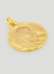 Gouden Doop Hanger Heilige Maagd Maria met Kind Jezus