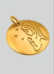 Hanger Maagd Maria Biddend met Sterren Goud 9 Krt