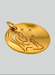 Gouden Doop Medaillon Heilige Maria Biddend met Sterren