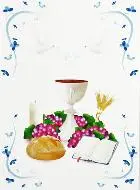 Communieprent - Wijn en Levensbrood - Blauw