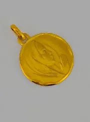 Gouden Hanger voor Doop - Maria met Sluier Rechts Profiel