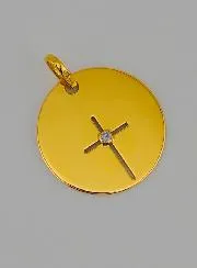 Medaille Kruis Jezus Filigraan Goud en 1 Diamant
