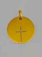 Medaille Kruis Jezus Filigraan Goud en 1 Diamant