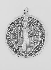Grote Medaille Heilige Benedictus van Zilverkleurig Metaal - 5.7 cm