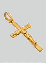 Hanger Kruis met Jezus Christus Geel Goud