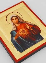 Byzantijnse Ikoon Heilig Hart van Maria Handgemaakt - 13 cm