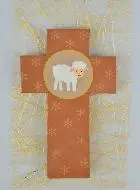 Kruis Kind van Hout  Lam Gods - 12 cm