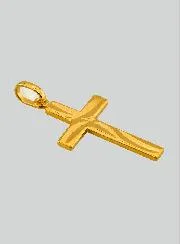 Hanger Kruis van Christus Bewerkt - Geel Goud