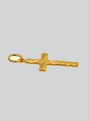 Hanger Kruis van Christus Bewerkt - Geel Goud