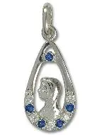 Hanger Druppel Maagd Maria - Zirkonia Strass & Zilver