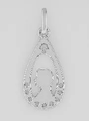 Hanger Druppel Maagd Maria - Zirkonia Strass & Zilver