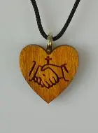 Hanger Kruis Hart Vriendschap met Jezus Hout
