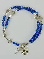 Religieuze Rozenkrans Armband Parelmoer Kralen Blauw