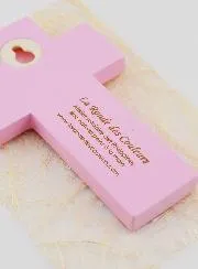 Kruis Kind Hout Water van de Doop - Roze