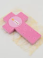 Kruis Kind Doop-Kaars - Roze