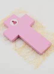 Kruis Kind Doop-Kaars - Roze