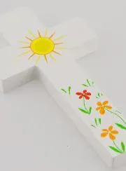 Kruis voor Kinderen van Hout - Zon van de Liefde & Bloemen