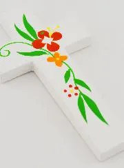 Kruisje Kind Hout - Bloemen