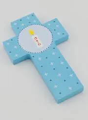 Kruis Hout Alpha & Omega - Blauw