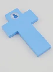 Kruis Hout Alpha & Omega - Blauw