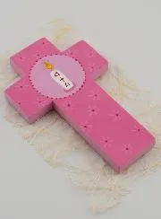 Kruis Hout Alpha & Omega - Roze