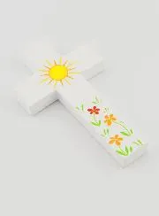 Houten Kruis - Zon en Bloemen