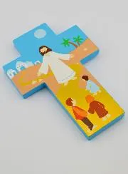 Kruis voor Kinderen Hout - Jezus en de Kinderen