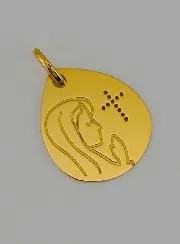 Medaille Heilige Maagd Maria met Sluier en Kruis Goud