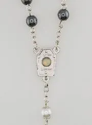 Rozenkrans Lourdes Zwarte en Witte Kralen - Medaille Lourdes-water