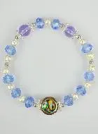 Religieuze Armband Glaskralen Blauw - Medaille Lourdes