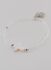 Religieuze Armband Kristal en Parelmoer Kruisje