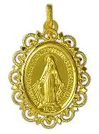 Wonderdadige Medaille Opengewerkte Rand Goud 18 Karaat - 25 mm