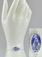 Armband met Wonderdadige Medaille 20mm - Zilver & Blauw Geëmailleerd