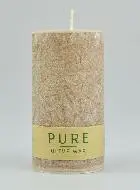 Biologische Olijfwas Stompkaars - Kleur Siena Taupe Gemarmerd - 100% Natuurlijk - 13 X 7 cm