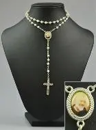 Echt Parelmoer Kralen Rozenkrans - Medaille Pater Pio