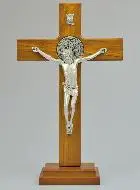 Houten Kruis H. Benedictus op Voetstuk - 33 cm