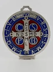 Grote Wand Medaille Heilige Benedictus Kleur - 13 cm