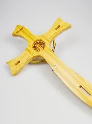 Groot Muur Kruis Heilige Benedictus van Hout en Brons - 48 cm