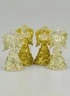 4 Kerst Engelen met Glitter - Kerstboom - 6.5 cm