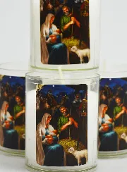 4 Votiefkaarsen Kerstmis Wit - Geboorte Jezus