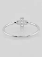 Ring Kruis en Zirkonia - Echt Zilver - Maat 56