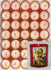24 Votief Kaarsen Heilige Jozef - Rood