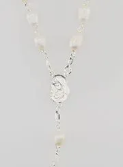 925 Zilveren Rozenkrans & Parelmoer - Glanzende Parels 7mm