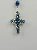 Zilveren Collier Rozenkrans & Blauw Kristal