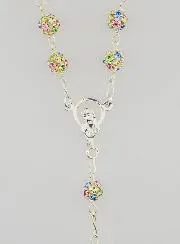 Massief Zilveren Rozenkrans & Kristal Kralen 6mm