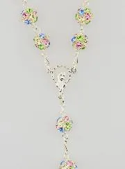 Massief Zilveren Rozenkrans & Kristal Kralen 8mm