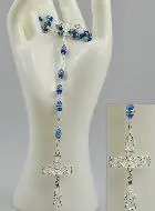 Zilveren Rozenkrans & Saffier Blauw Kristal met Zetting