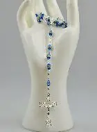 Zilveren Rozenkrans & Saffier Blauw Kristal met Zetting