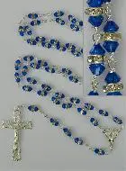 Zilveren Rozenkrans & Saffier Blauw Kristal met Zetting